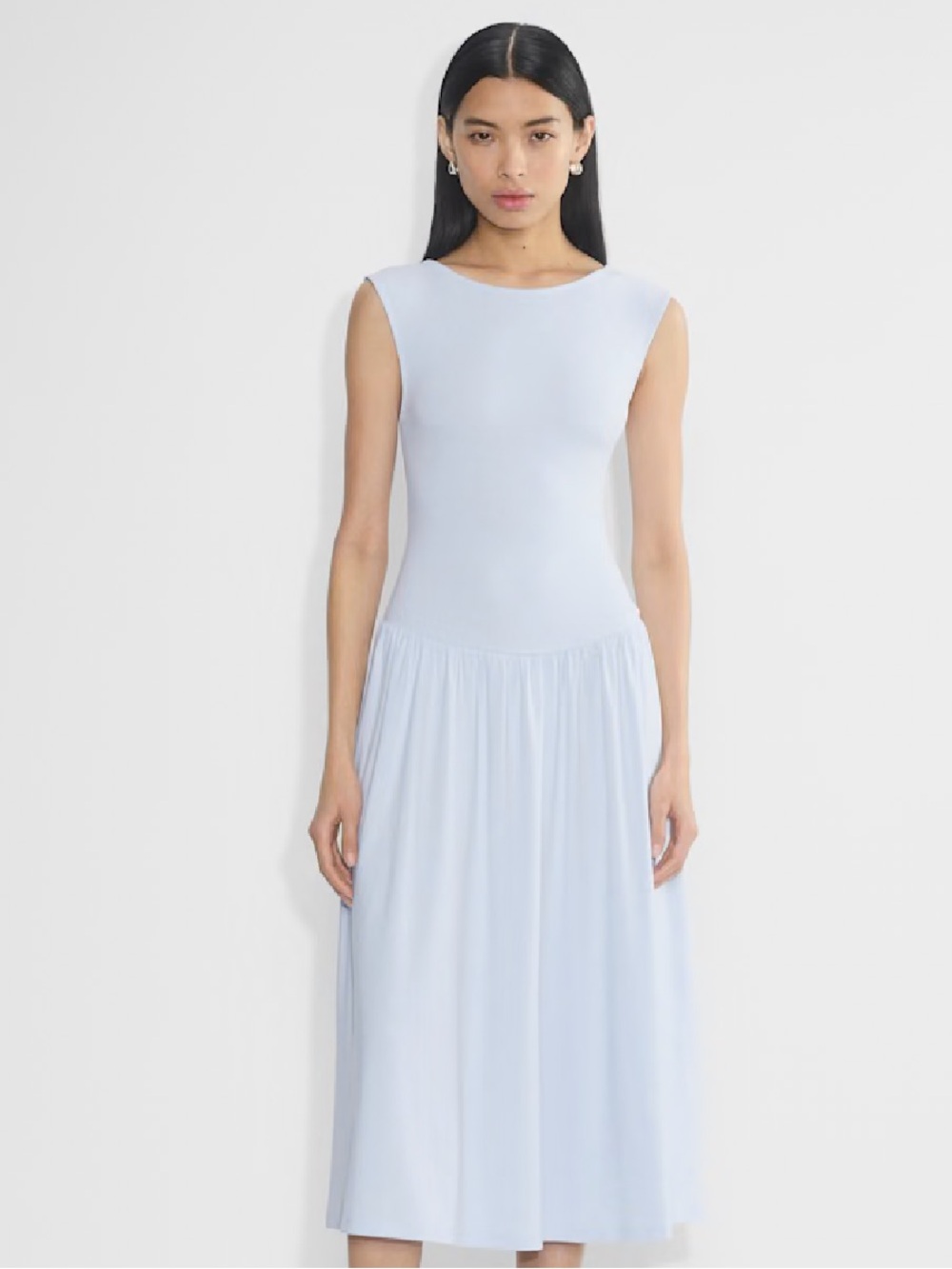 NWT Aritzia Wilfred GoodLux Bloomsbury Maxi Dress Glimmer Blue S